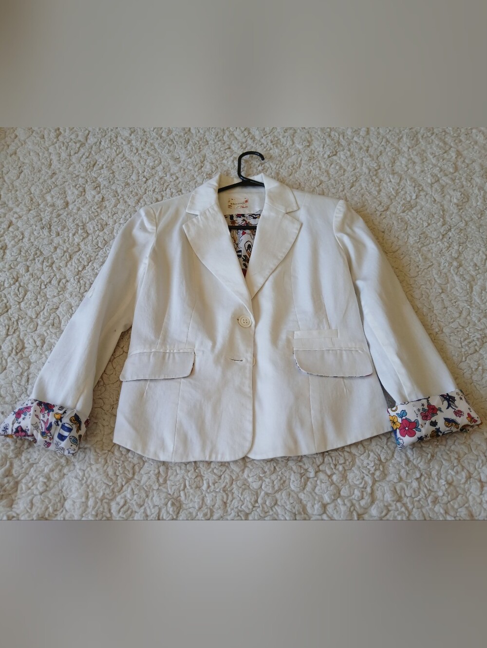 Cherish Blazer Womens Small White Graphic Prints